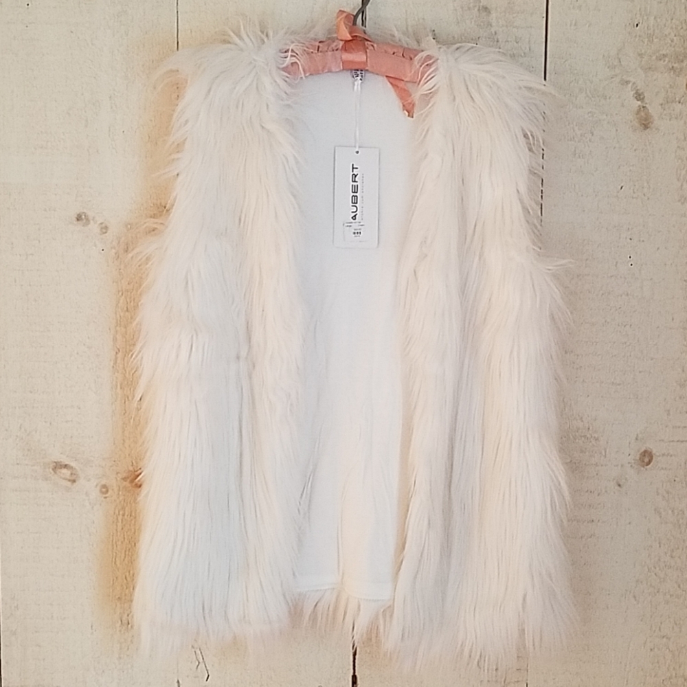 White Shaggy Faux Fur Vest